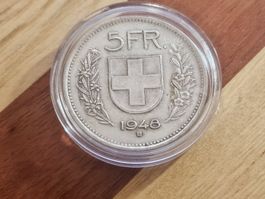 5 Franken 1948 sehr schön Rar 0.416 Auflage
