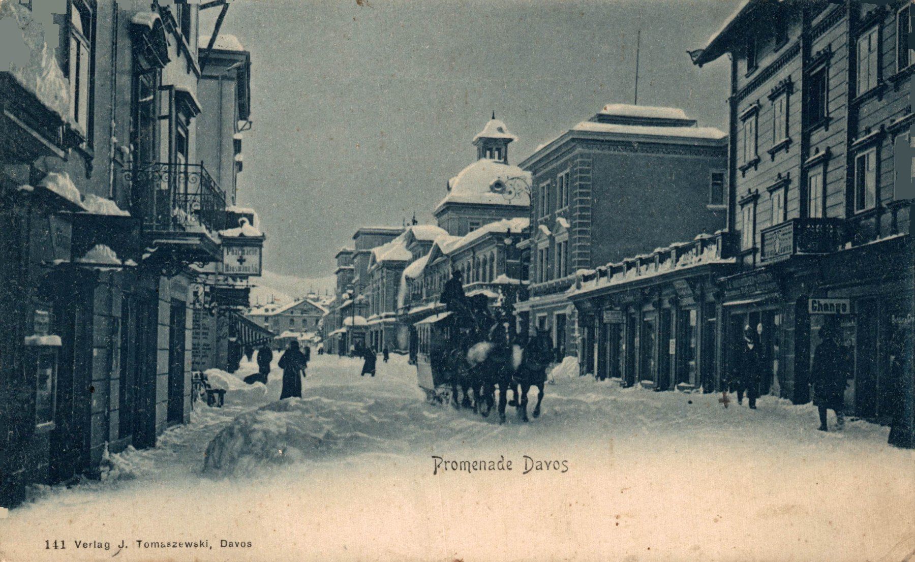 Cartes postales: Promenade Davos. Pferdetram – D'occasion à Bronschhofen par Astore