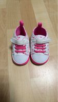Baby Krabbelschuhe Punkte Weiss Rosa Grösse 19, neu