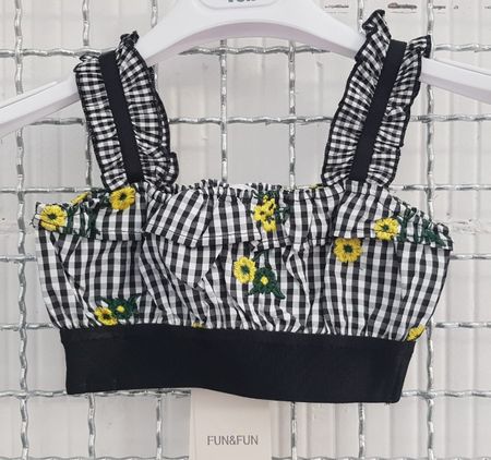 Neues Designer Sommer Top,Gr. 104, Schwarz Weiss Kariert