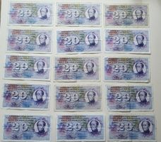 20 Franken Banknote Dufour 15x Stück (5. Serie 1956)