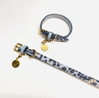 Lederhalsband Hund Echtleder handgemacht XS - Grau gemustert