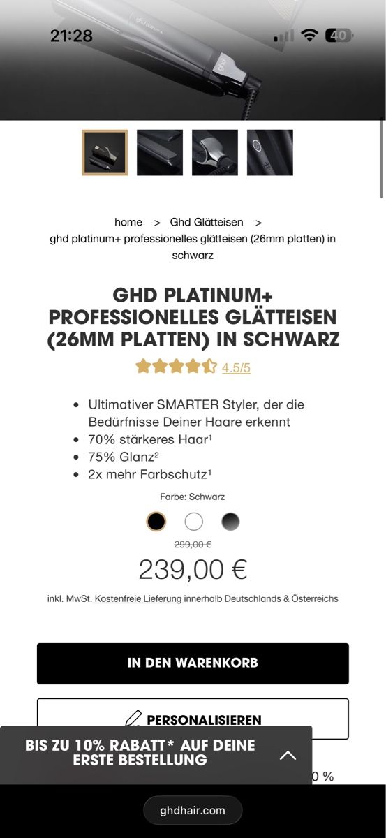 GHD Piastre & Arricciacapelli: GHD Platinium Plus Haarglätter – Usato da Basel venduto da Brunner.T 6