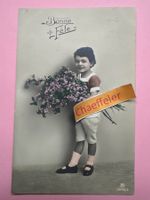 1916  Bonne Féte. Mädchen mit Blumenstrauß