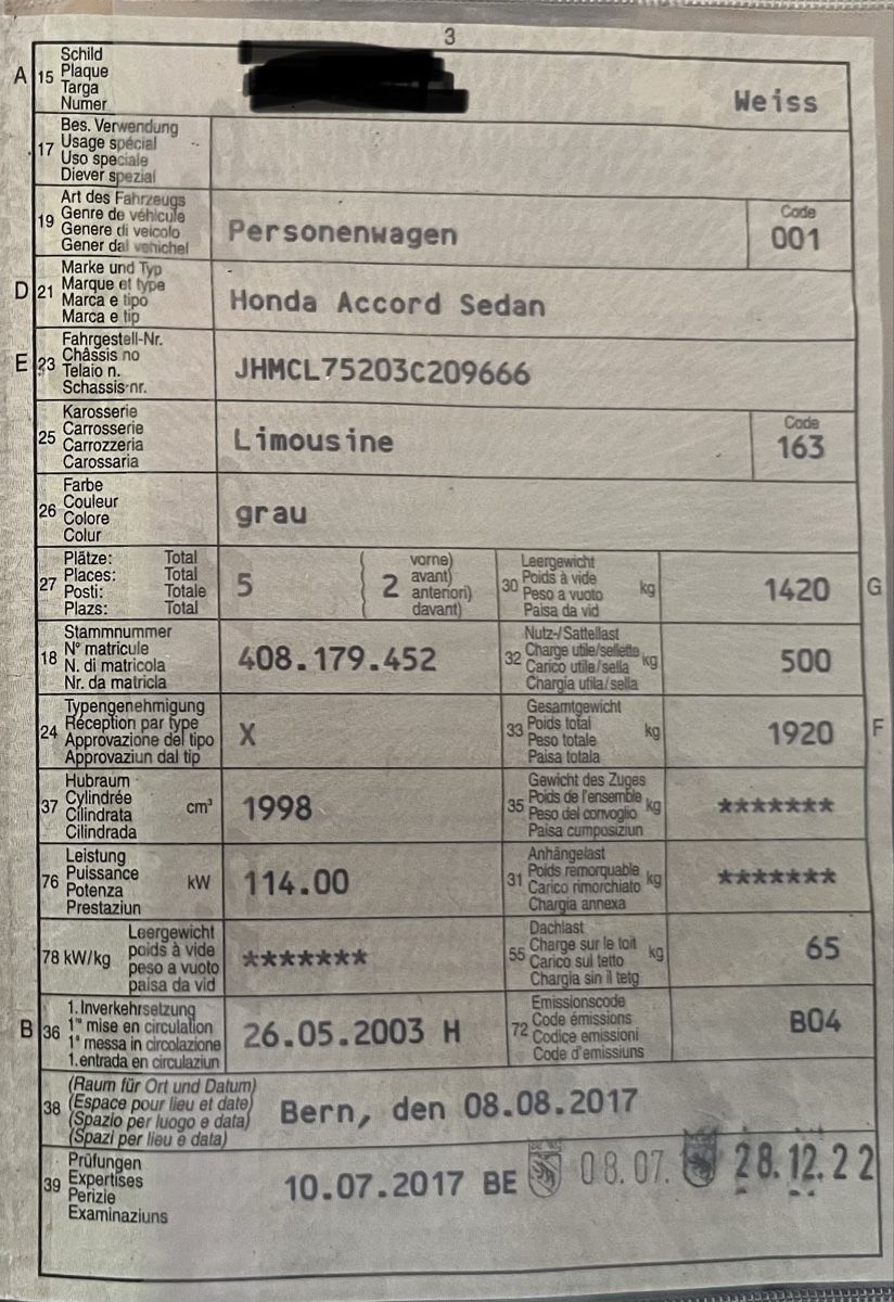 Honda Automobili: Honda Accord 332.000Km – Usato da Bern venduto da dom_j8qt 9