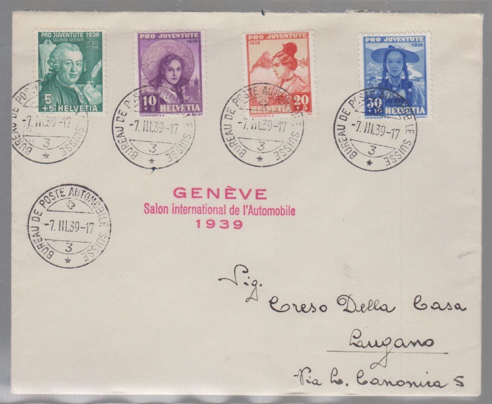 Alle Briefmarken: Pro Juventute 1938 sur lettre – Gebraucht aus Boécourt von Denteles66