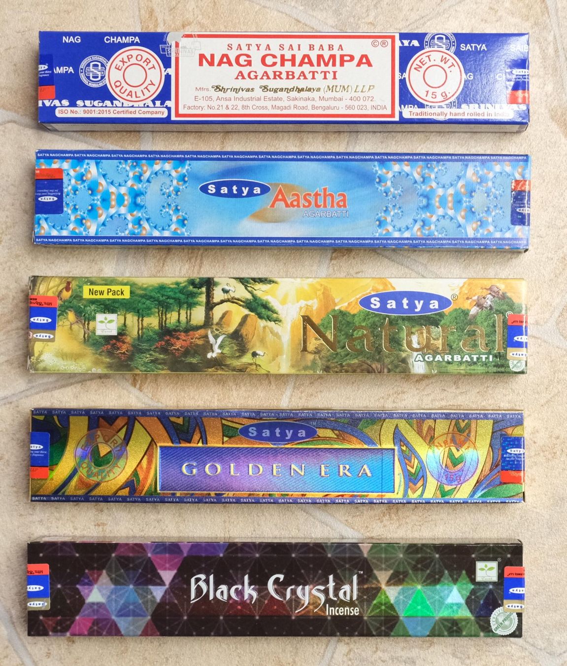 Kerzen: 5 Pack Räucherstäbchen Satya Nag Champa Serie – Neu (gemäss Beschreibung) aus Zürich von Masala-Oase