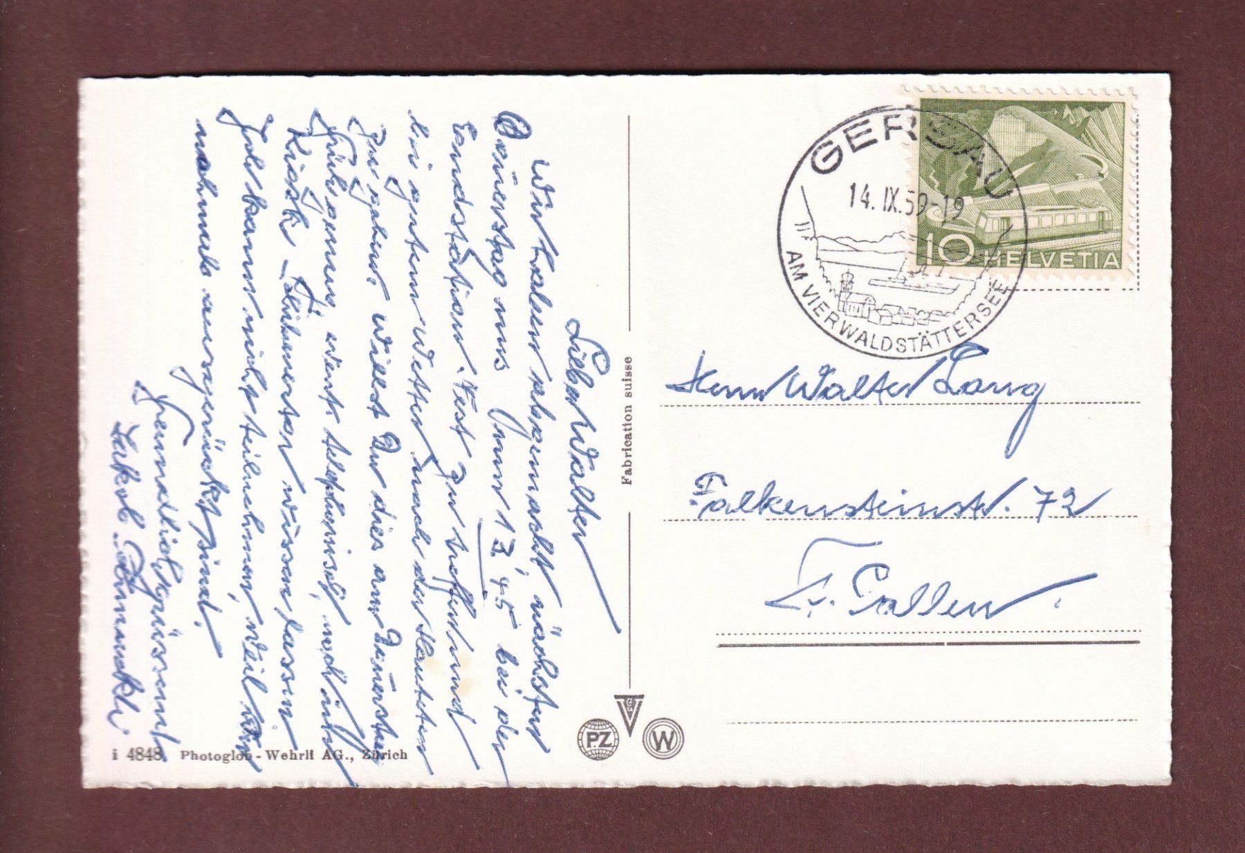 Cartoline postali: GERSAU - Quai - 1959 – Usato da Pully venduto da nicecards-shop 1