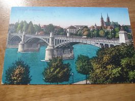 Karte Basel, Wettsteinbrücke, 1929, farbig