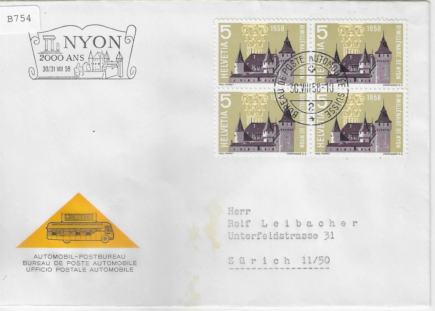 Tutti i francobolli: 2000 ans Nyon 30./31. VIII. 1958 – Usato da Ettingen venduto da Kartenplanet