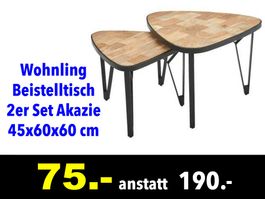 🔴 Beistelltisch 2er Set WOHNLING Akazie /280B