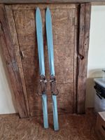 Antike Holzski blau rot 180cm mit Bindung