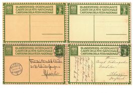 Ganzsache 4x Bundesfeier 1911 ** und o