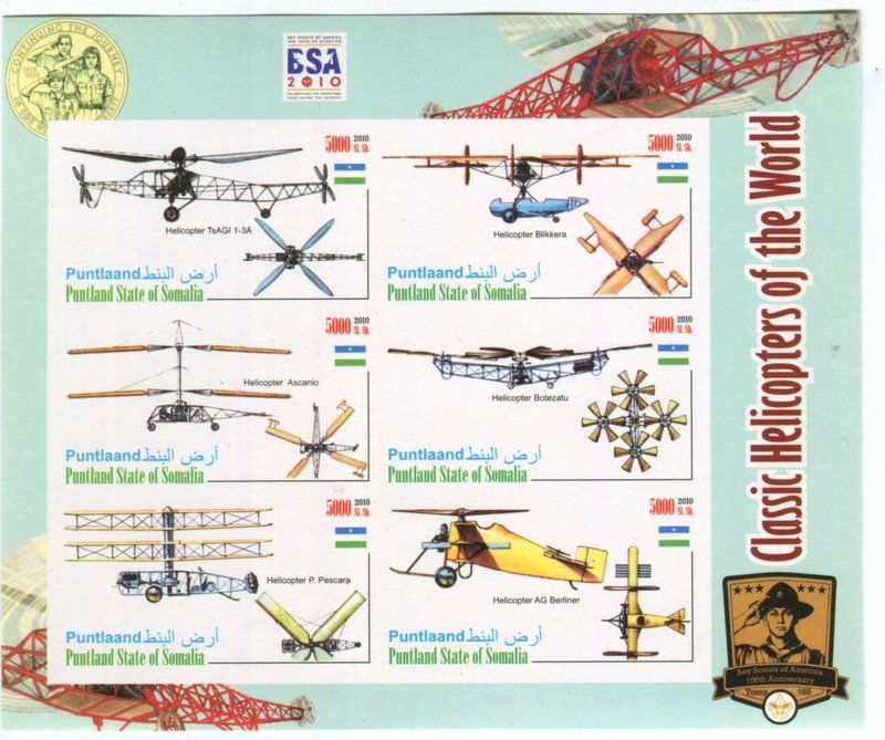 Tous les timbres: Block "Hubschrauber". Somalia – Neuf avec emballage d'origine à Basel par Butsch5