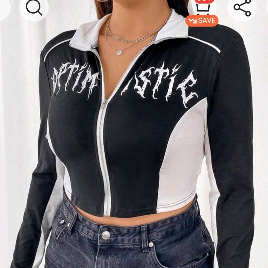 Top: pull zippé noir et blanc, taille L – Nuovo (secondo la descrizione) da Lausanne venduto da Cassandra11 1