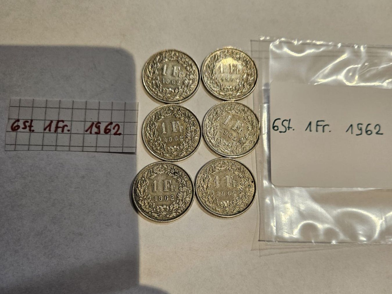 Tutti le monete: Einfränkler Set 6 Stück, 1962 – Usato da Grächen venduto da Hel7890
