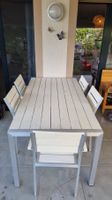 Aluminium Tisch: 180cm mit 6 Stühlen