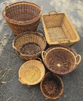 6 Körbe Rattan geflochten verschiedene Grössen