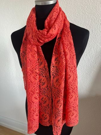 Colora Spitzen Schal, Dunkelorange, NEU