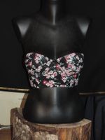 soutien gorge noir à fleurs