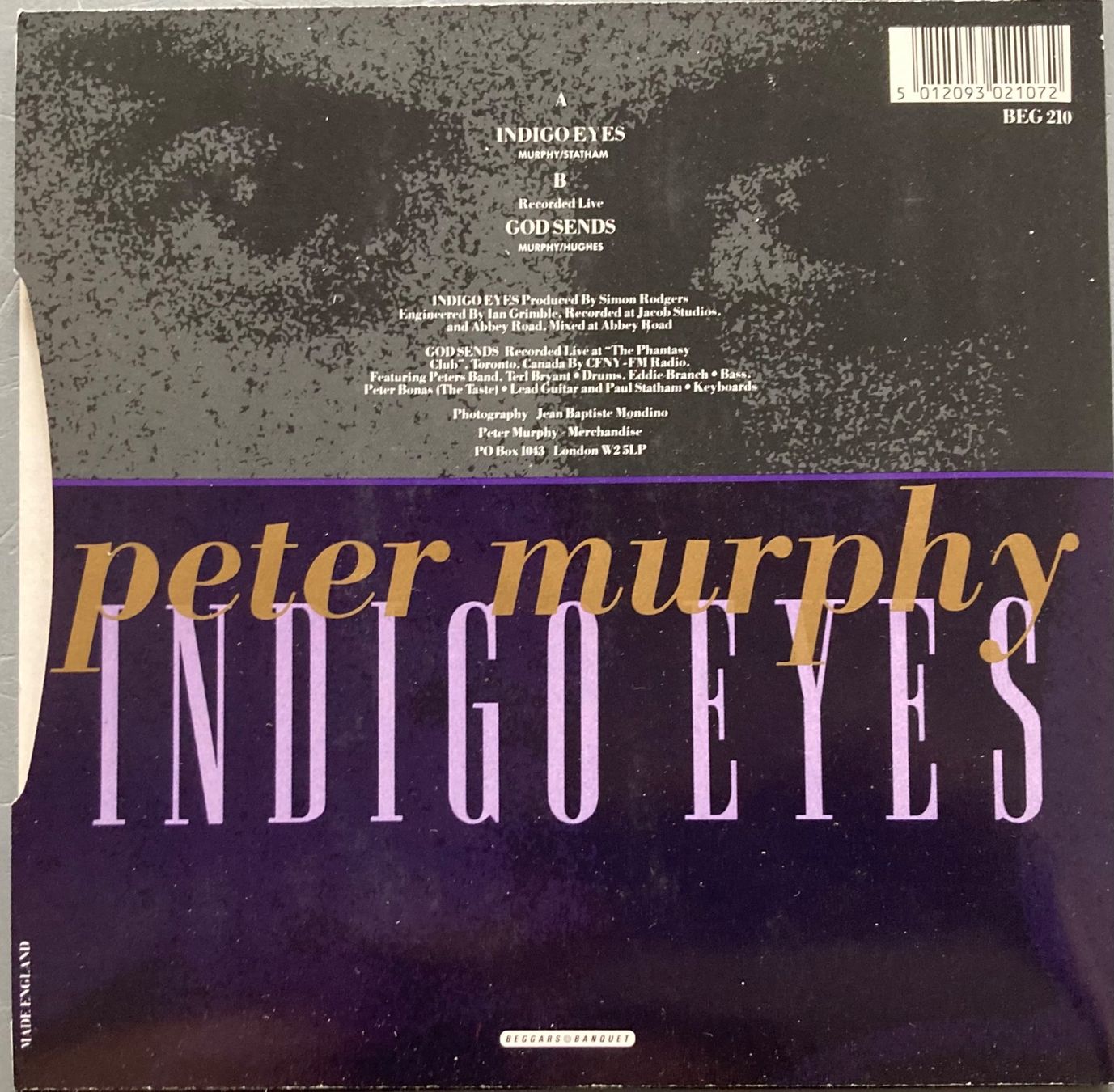 Schallplatten: PETER MURPHY - INDIGO EYES – Gebraucht aus Poliez-Pittet von Newtown-Records 4