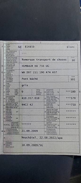 Humbaur Rimorchi: Remorque Humbaur 750 kg – Usato da La Chaux-de-Fonds venduto da stakka 4