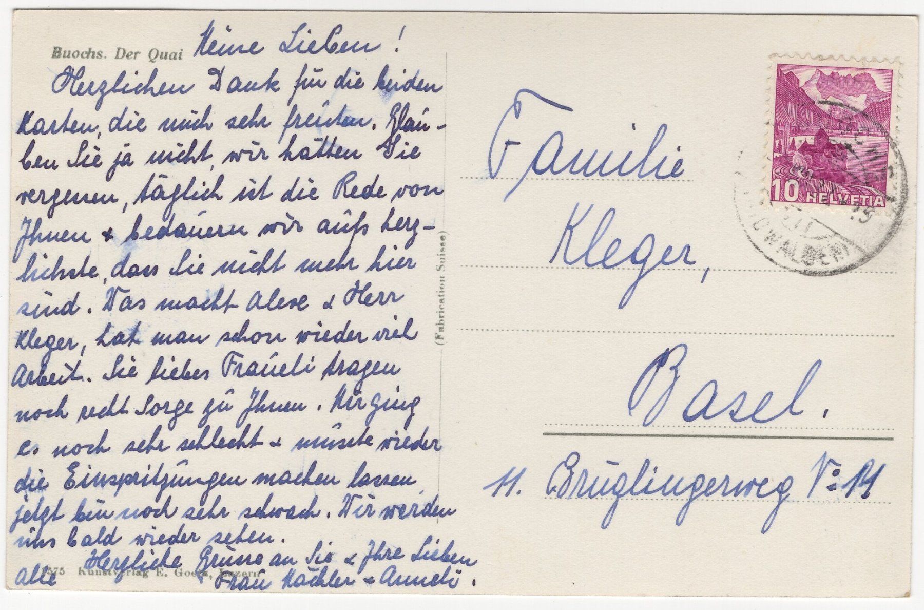 Cartoline postali: Buochs. Der Quai – Usato da Eglisau venduto da Chperfins 1