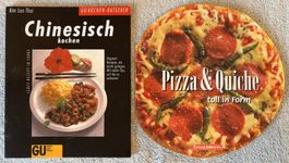 2 Kochbücher, Chinesisch kochen, Pizza & Quiche, neu