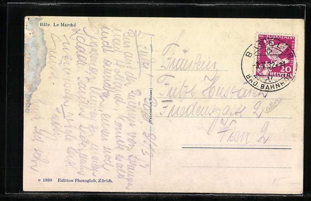 Cartoline postali: AK Basel, Marktplatz aus der Vogelschau – Usato da Berlin venduto da bartko-reher 1