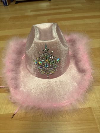 Pink Cowgirl Hut Federn Strass Karneval! Gr 56 neu