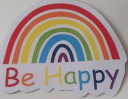 Magnet pour voiture arc-en-ciel "Be Happy" neuf.
