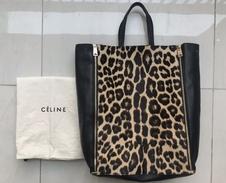 CÉLINE SHOPPER in Lammleder mit Leopardenfell