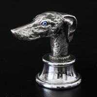 Hundekopf Briefbeschwerer Skulptur versilbert - Greyhound