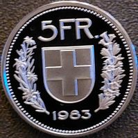 5 Franken 1983 pp / aus Münzsatz / in einer Münzkapsel
