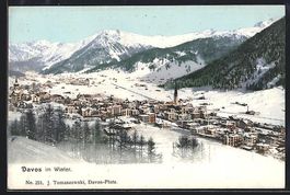 Davos, Gesamtansicht der Ortschaft im Wi
