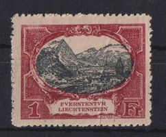 Liechtenstein 1921: 1 Fr. Vaduz * - Quetschfalte