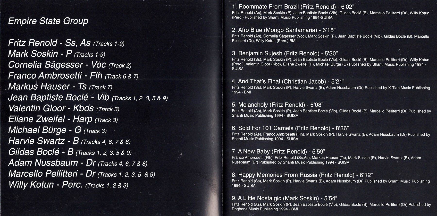 CD: Fritz Renold EMPIRE STATE QUINTET Benjamin Sujesh Jazz CH CD – Usato da Kandergrund venduto da Sososo 3