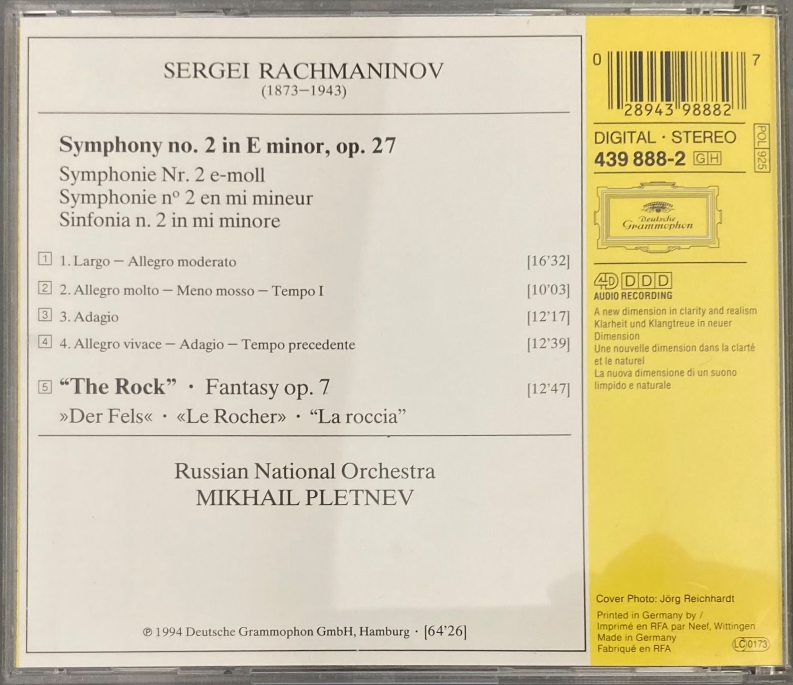 CDs: RACHMANINOV..... - SYMPHONY NO. 2..... – Gebraucht aus Poliez-Pittet von Newtown-Records 1