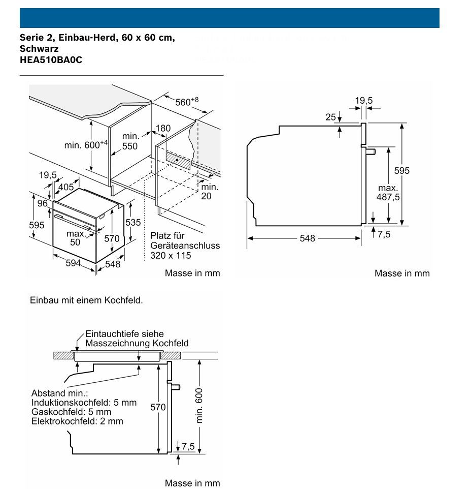Cucine: 308 Bosch HEA510BA0C Einbau-Herd, 60 x 60cm – Nuovo (secondo la descrizione) da Derendingen venduto da Meisterstuecke 3