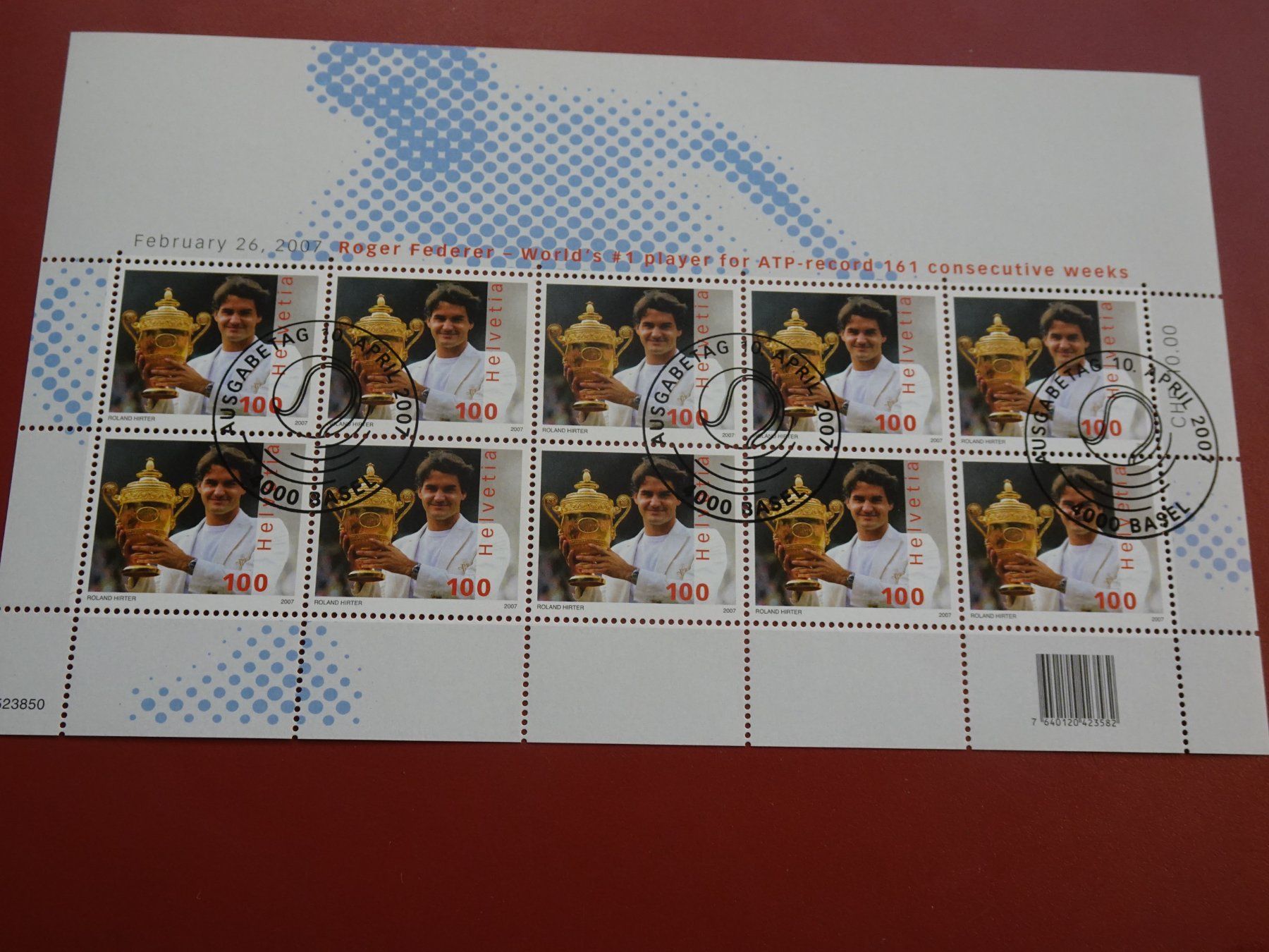Tutti i francobolli: 2007 KLEINBOGEN ROGER  FEDERER, AUSGABETAG – Nuovo (secondo la descrizione) da Eschenbach SG venduto da eDaisy