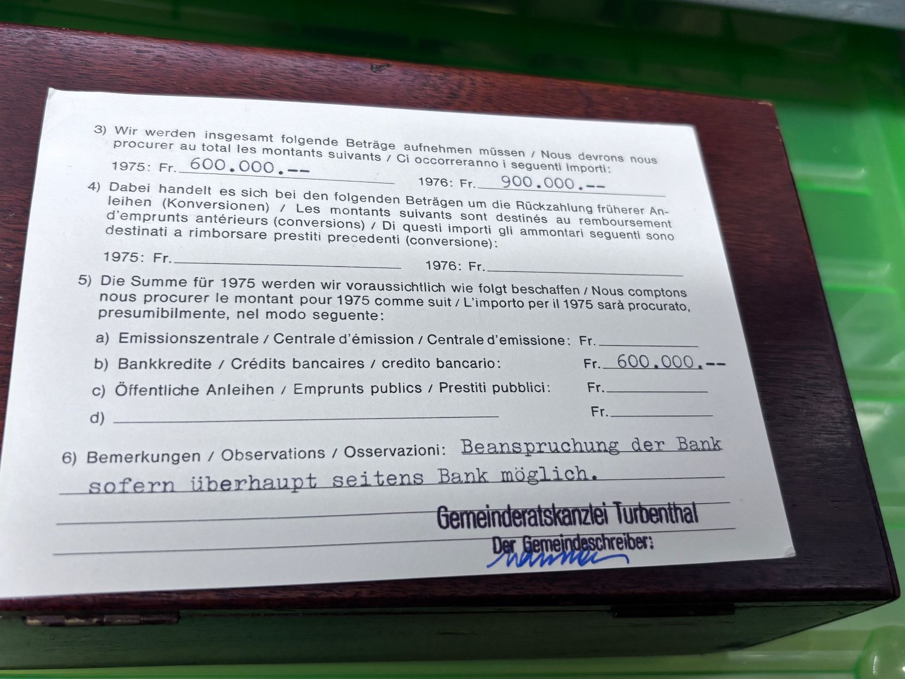 Documenti: Gemeinde Turbenthal ZH - Dokument – Usato da Zürich venduto da engebrunau 1