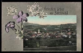 AK Sumiswald, Ortsansicht mit Kirche, Edelweiß