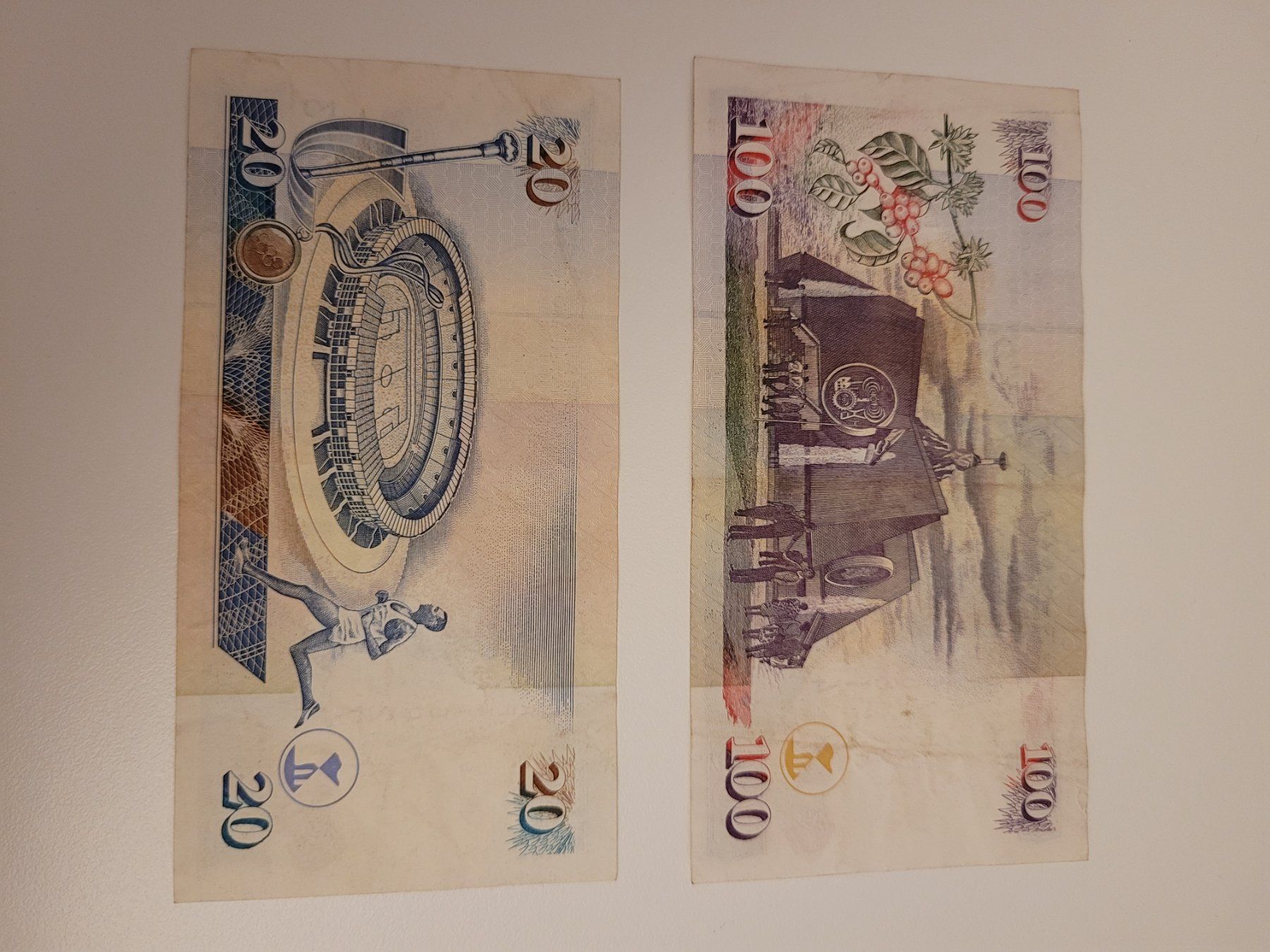 Banconote: 2x Kenia Banknote 20 + 100 Shilingi – Usato da Inwil venduto da Flower2325 1