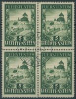 FL - 1952 - Schloss Vaduz - Viererblock - Ersttag Stempel ET