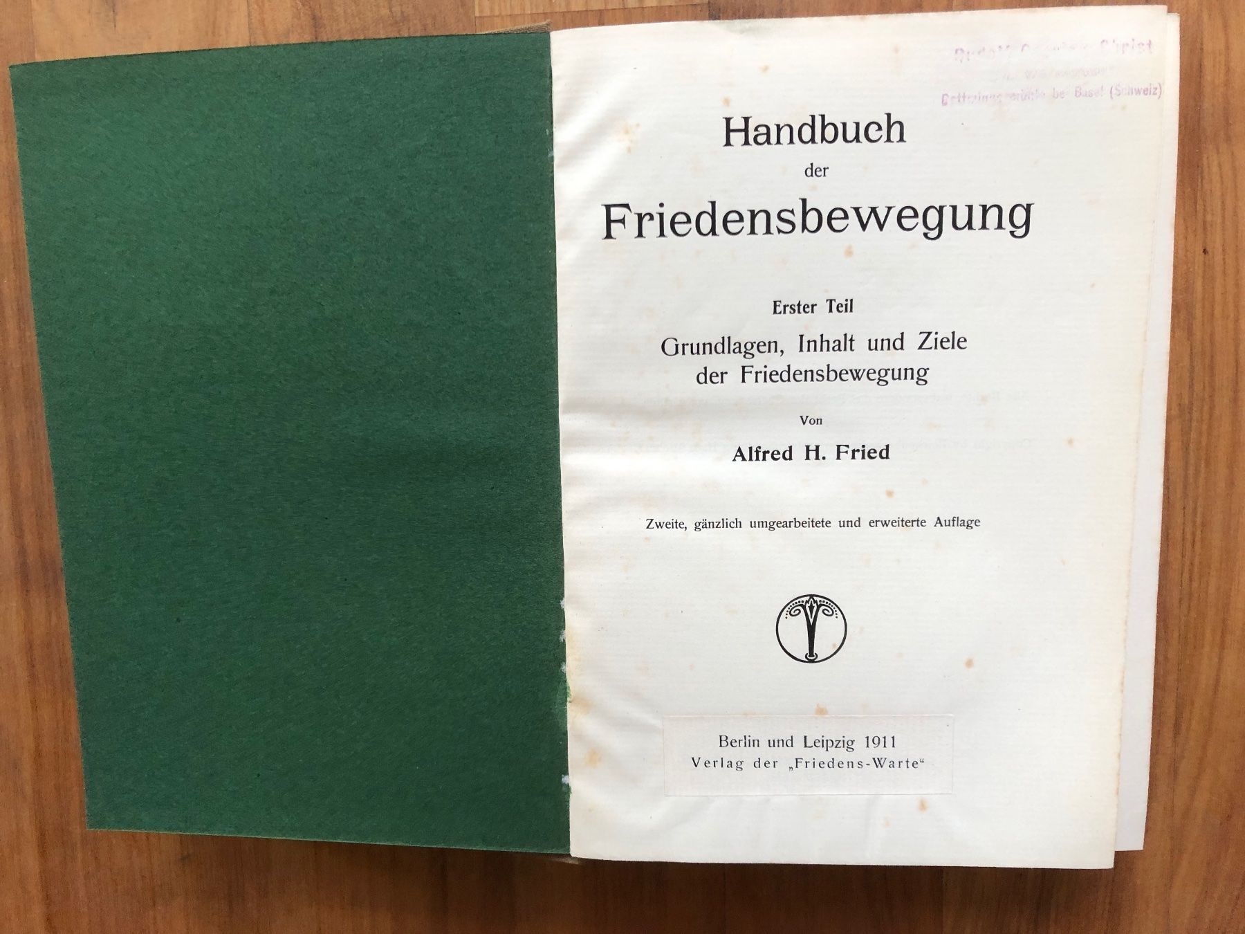 Bücher: Alfred H. Fried: Handbuch der Friedensbewegung – Gebraucht aus Allschwil von lito4 2