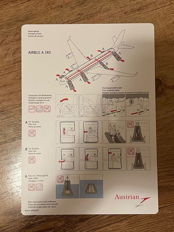 Austrian Airline Airbus A340 Safety Card Kaufen auf Ricardo