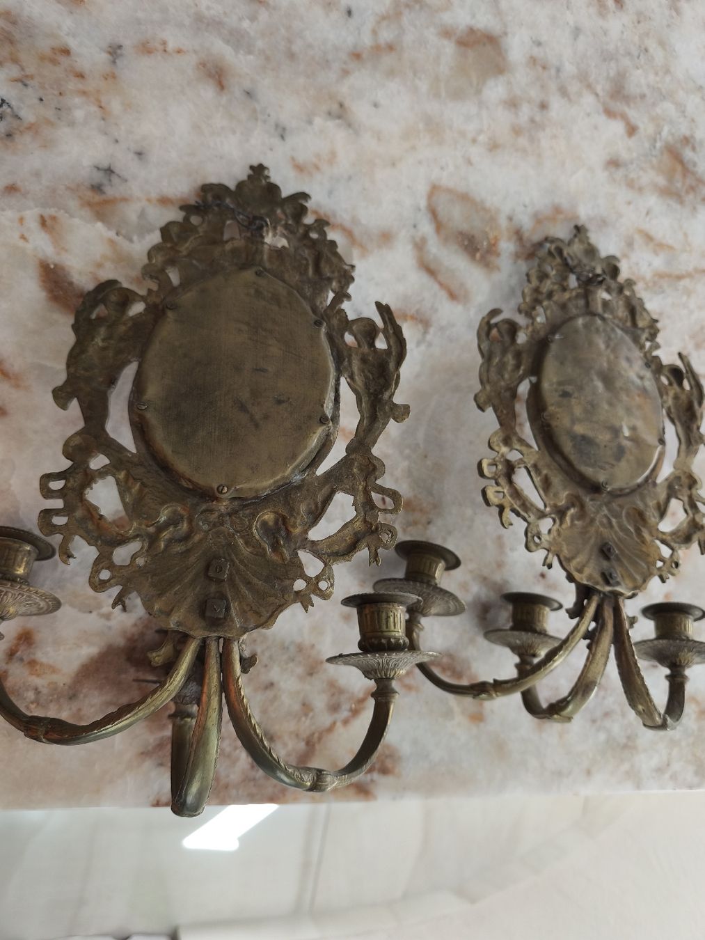 Figuren:  2 antike Wandkerzenhalter Messing  – Gebraucht aus Uznach von 2502xy 4