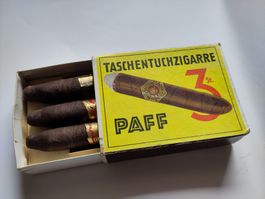 Antiker Scherzartikel Paff Taschentuchzigarren in Schachtel