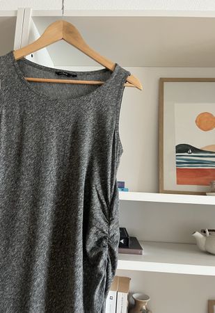 Lindex Sommer-Maxikleid grau meliert Gr. L sehr guter