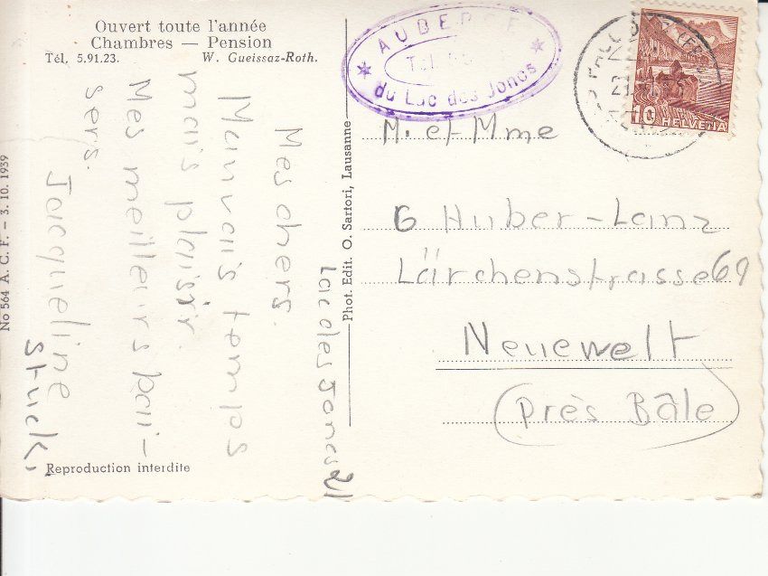 Ansichtskarten: Lac de Joncs 1946 – Gebraucht aus Bürglen TG von StampGraf 1